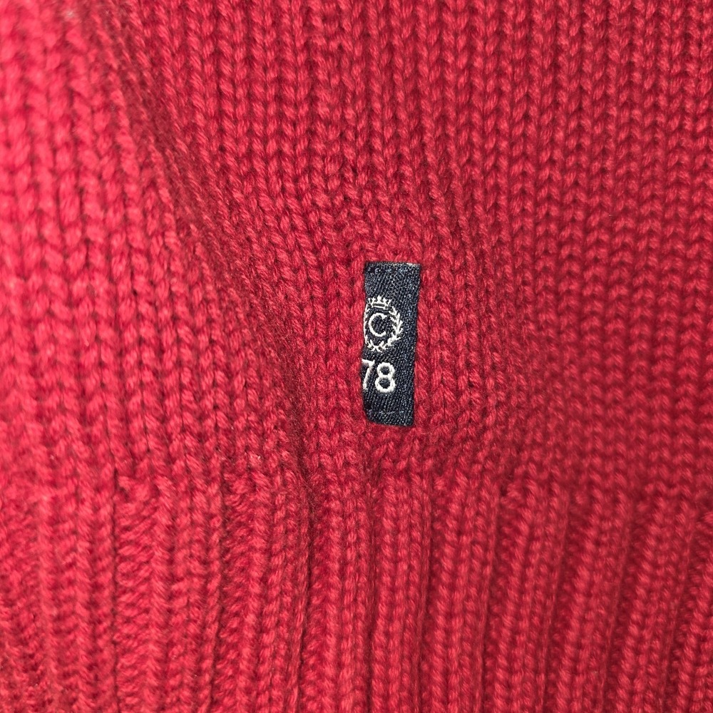CHAPS Red Cotton Sweater Quarter Zip Men's XL Red Long Sleeve Pullover Christmas - Picture 4 of 8